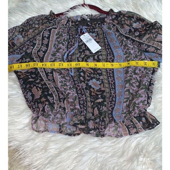 American Eagle Top Womens Size XXS chiffon Boho sheer long sleeves Blouse NWT - Picture 10 of 12